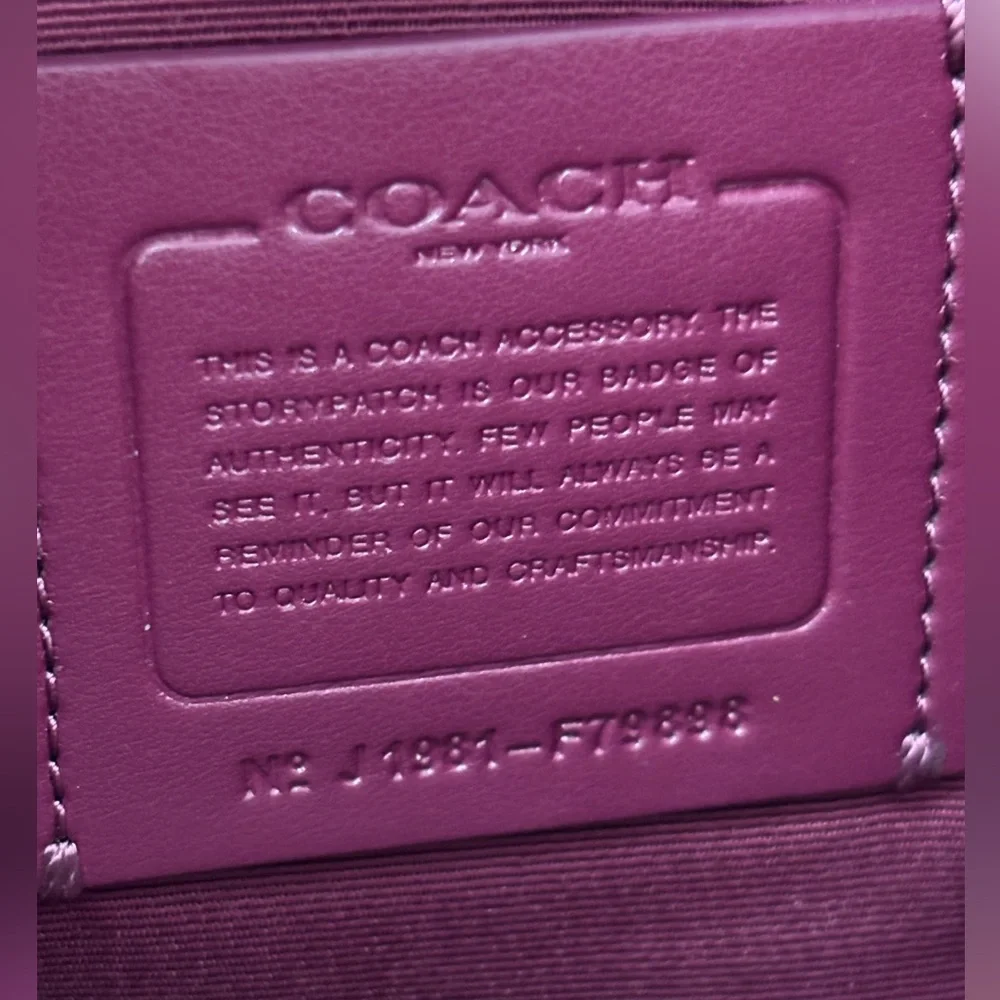 Coach Berry Purple/ Striped Leather Pouch /Wristlet